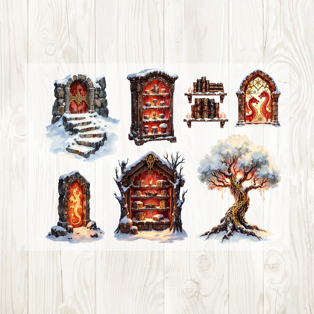 A4 Fire dragon matte PET pre-cut large sticker 1 pack 3 sheets