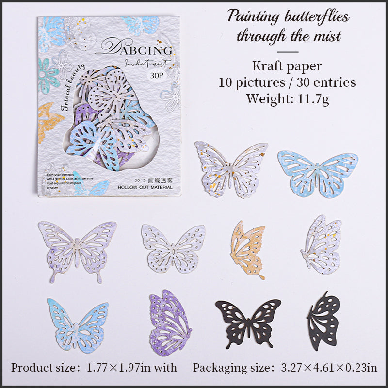 0521 Dancing in white mist Series die cut cardstock Paper -30Pcs each pack