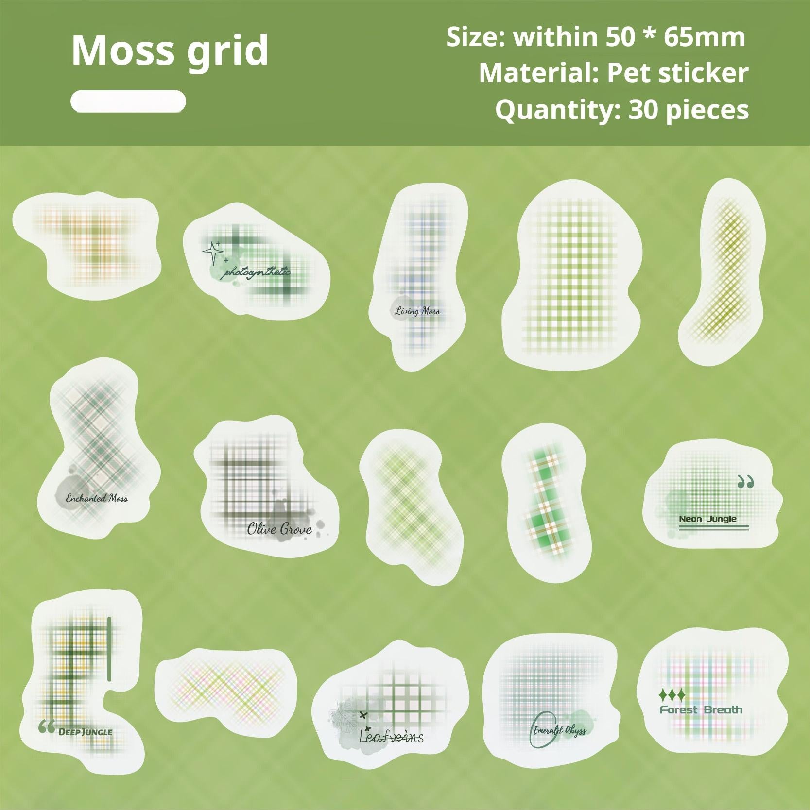 0723 Lattice PET sticker -30Pcs each pack