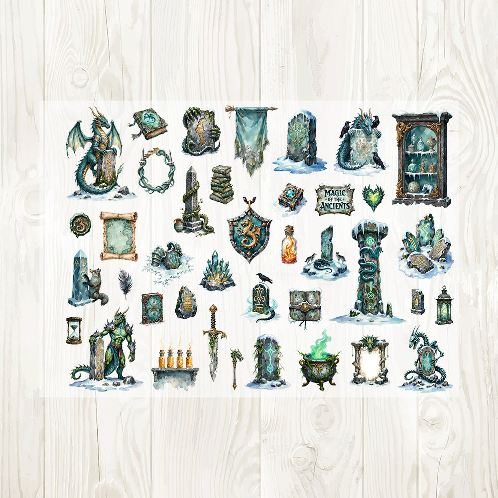 A4 Ancient magic matte PET pre-cut large sticker 1 pack 3 sheets