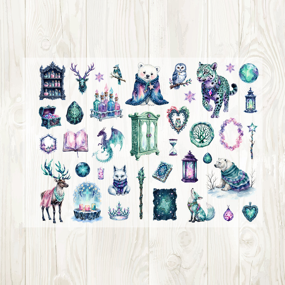 A4 Aurora fantasy matte PET pre-cut large sticker 1 pack 3 sheets
