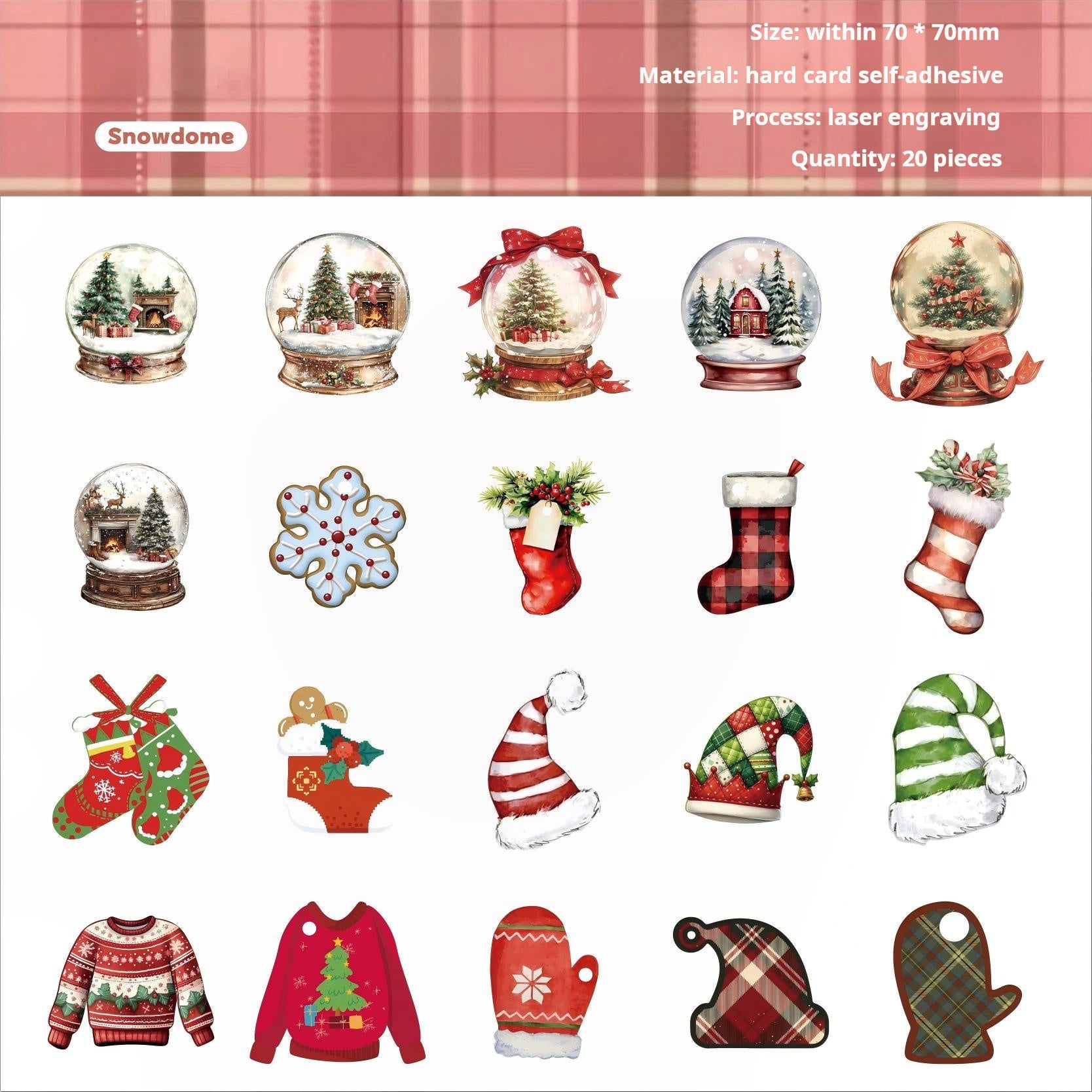 0926 Christmas cardstock Sticker -20Pcs each pack