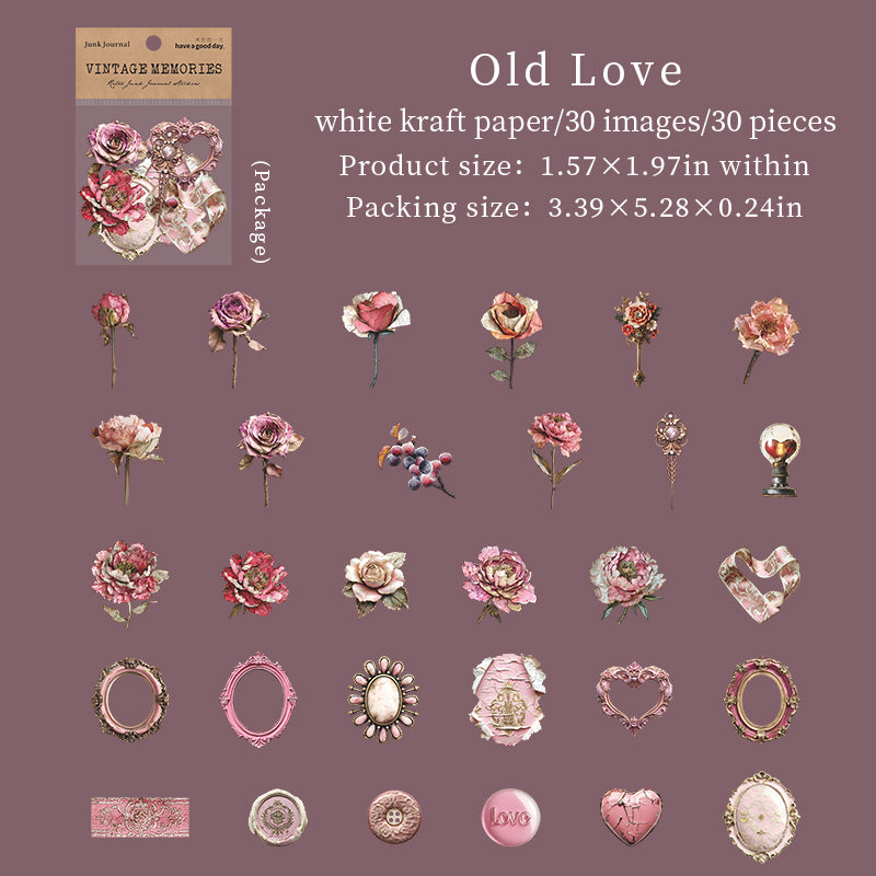 0910 Vintage Solid Sticker -30Pcs each pack