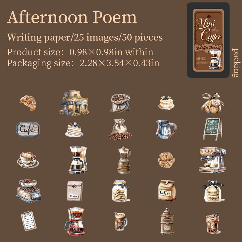 0823 Mini coffee Sticker -50Pcs each pack