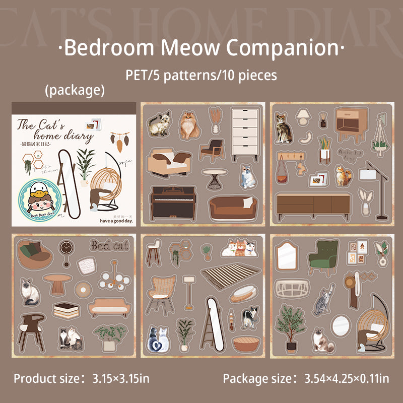 0522 The cat's home diary PET Sticker book -10Pcs each pack