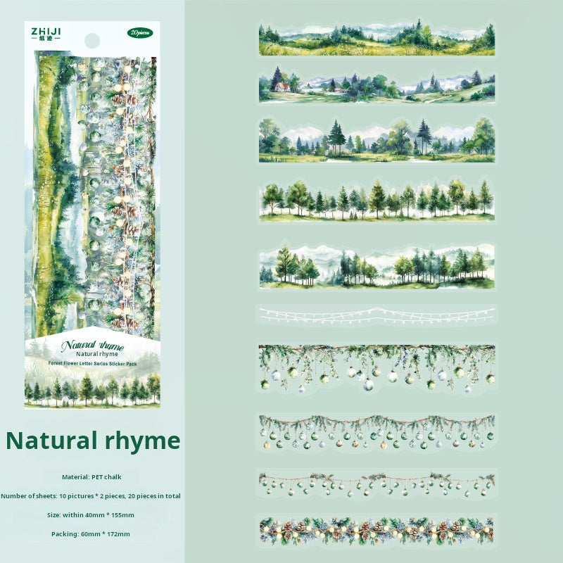 0517 Forest flower letter PET Sticker -20Pcs each pack