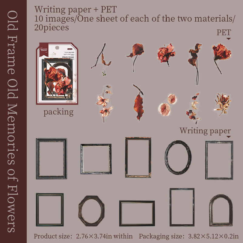 1115 Picture frames and dried flowers sticker -20Pcs each pack