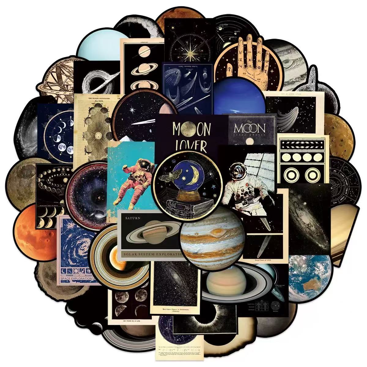 0527 50 Mysterious Universe solid stickers with black border
