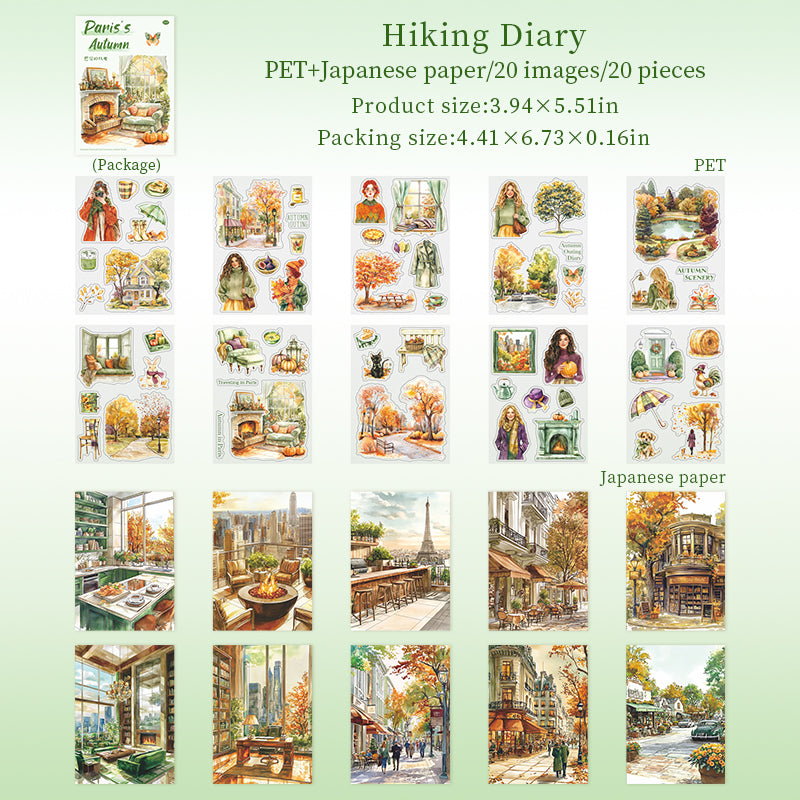 0916 Autumn in paris PET & Washi Sticker book -20Pcs each pack