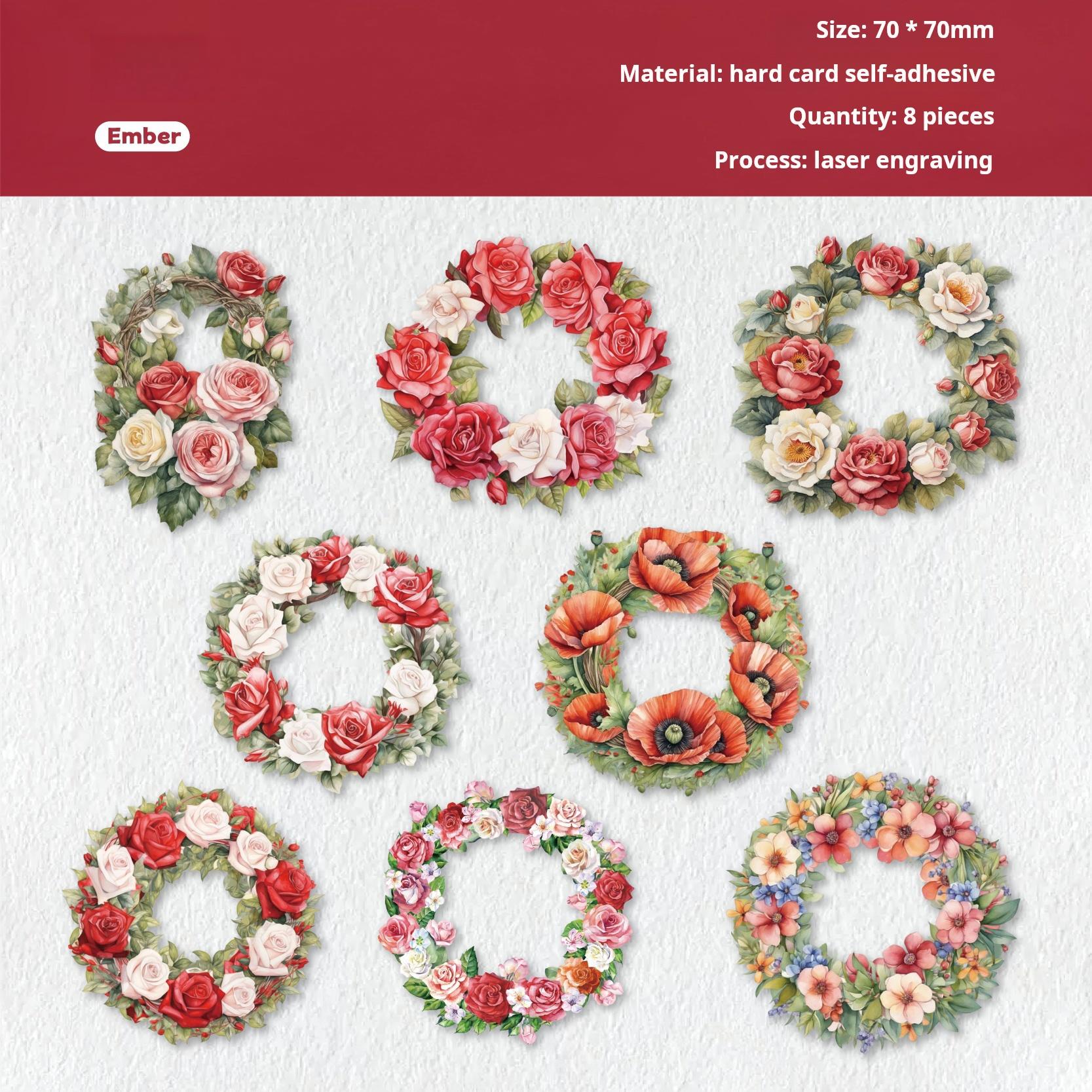 0813 Wreath cardstock Sticker -8Pcs each pack