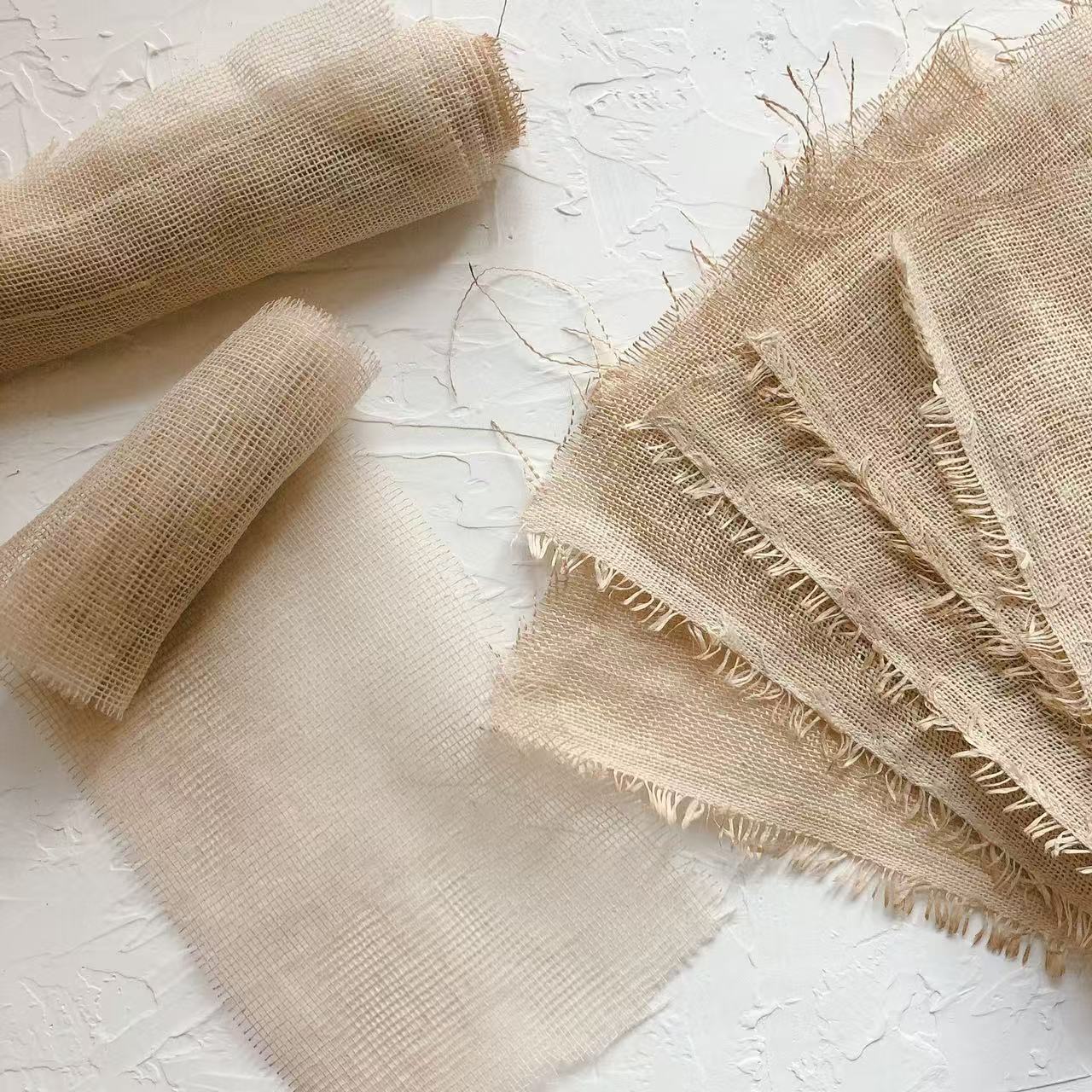 Coffee Dyed Torn Edge Gauze