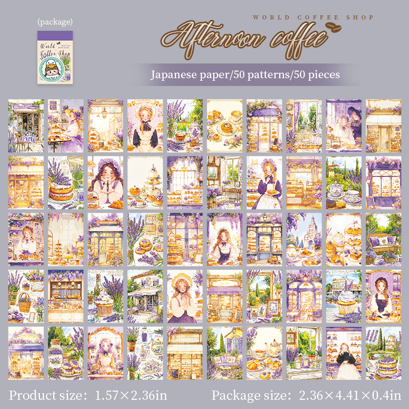 0623 Coffee shop Washi mini Sticker book -50Pcs each pack