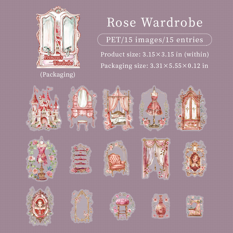 Princess Wardrobe PET Stickers -15Pcs each pack