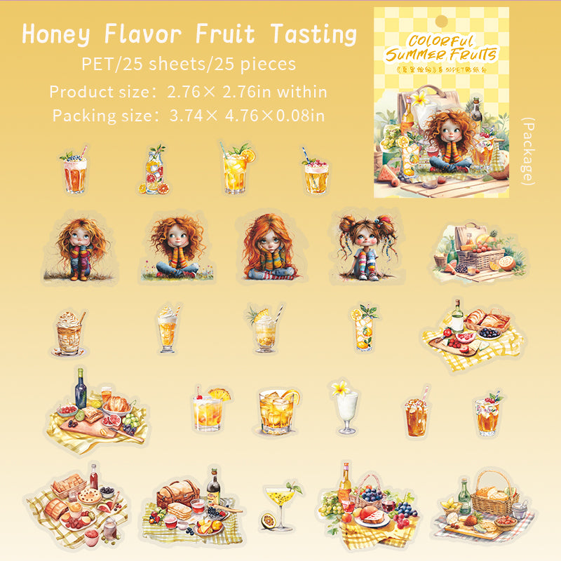 0522 Colorful summer fruits PET Sticker -25Pcs each pack