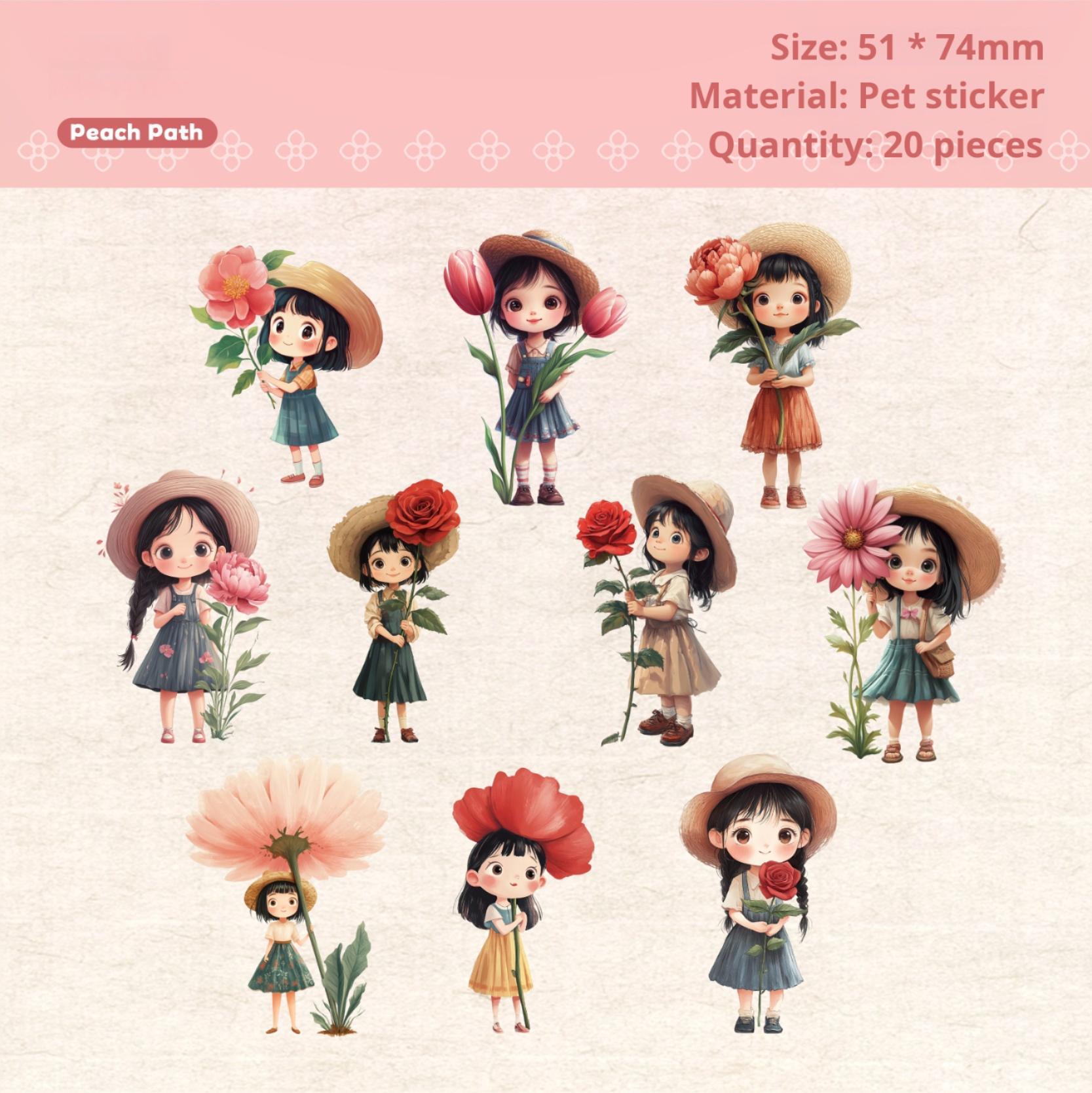 0604 Flower girl PET sticker -20Pcs each pack