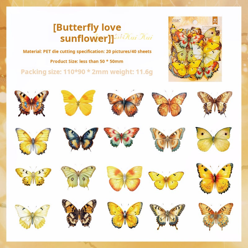 0619 Butterfly PET Sticker -40Pcs each pack