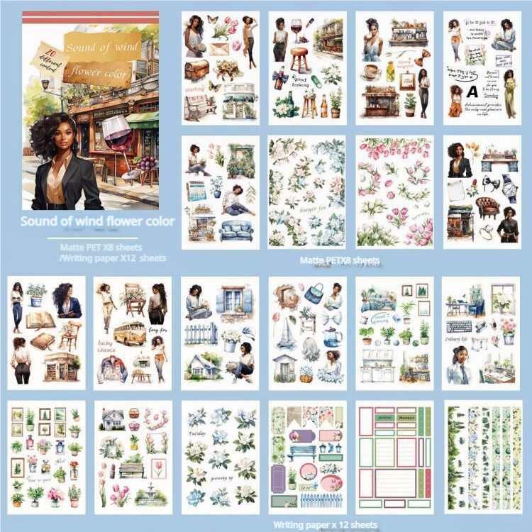 S-553- Sound of wind flower color Sticker Book -20Pcs each pack