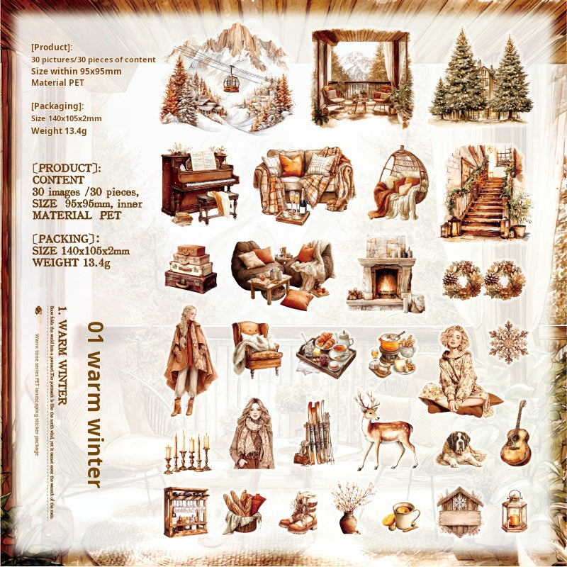 260102 Winter day PET sticker -30Pcs each pack
