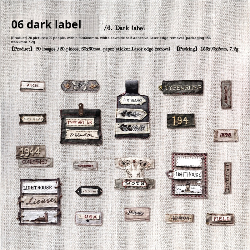 1027 Vintage cloth label sticker -20Pcs each pack