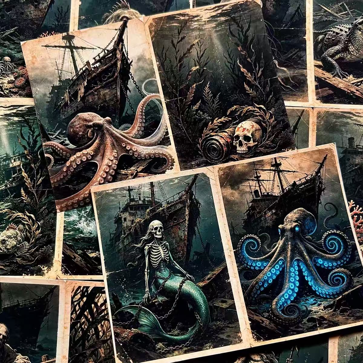 A4 size Mysterious Ocean Style paper 4 pcs (Uncut, with white borders)