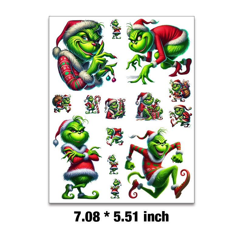 E-68- The Grinch Embossed sticker 1 Pcs