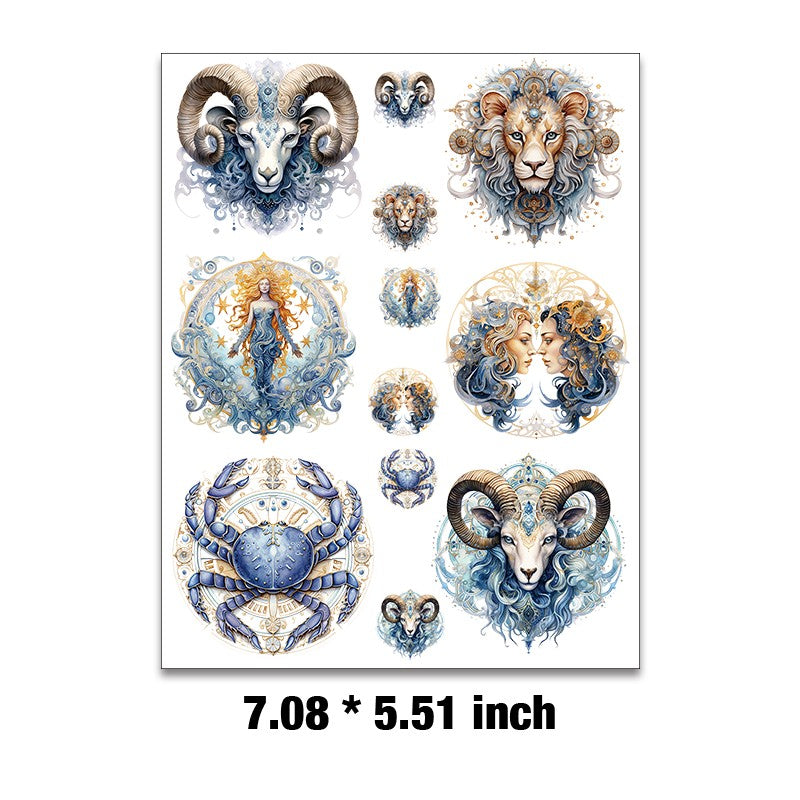 E-70- Zodiac collection Embossed sticker 1 Pcs