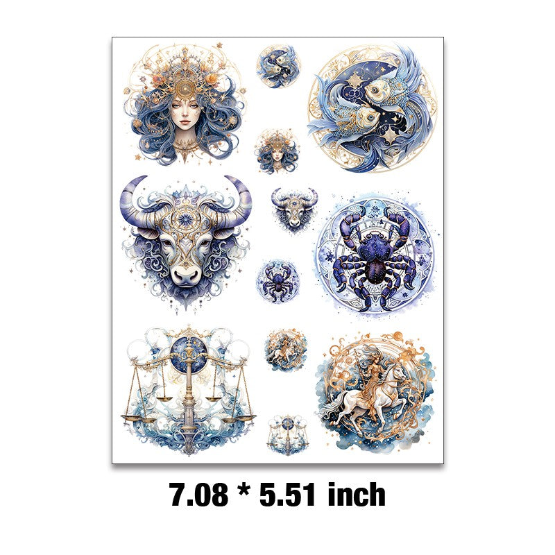 E-69- Zodiac constellations collection Embossed sticker 1 Pcs