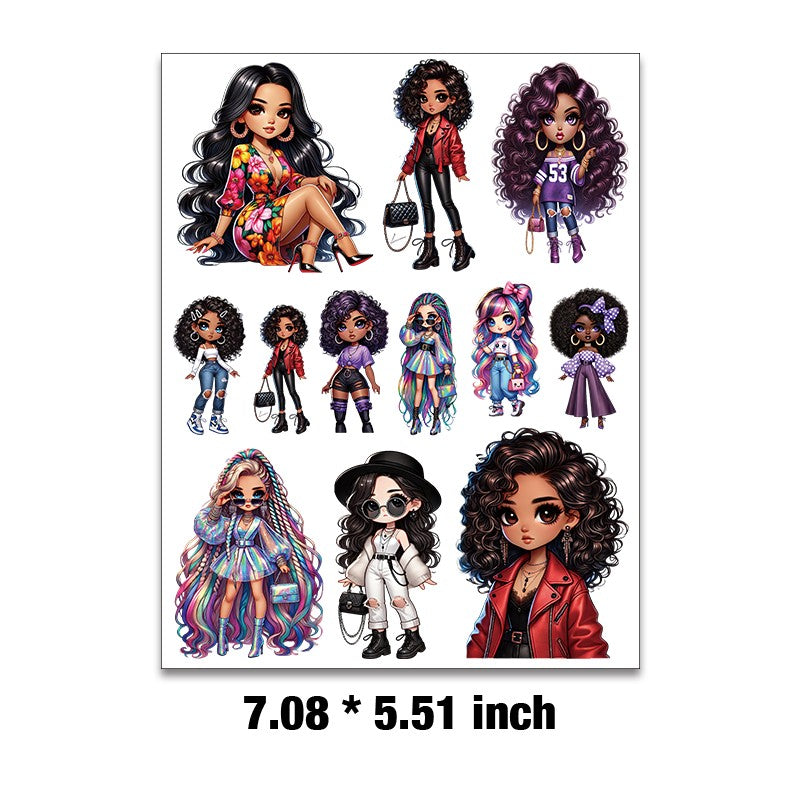 E-71- Fashion Girl Embossed sticker 1 Pcs