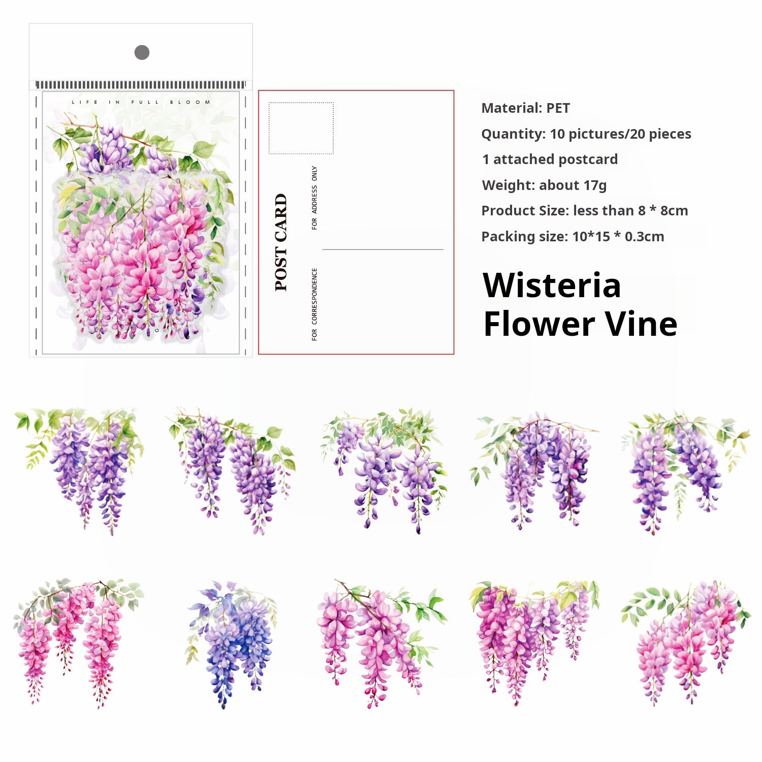 0520 Vine flowers PET Sticker -20Pcs each pack