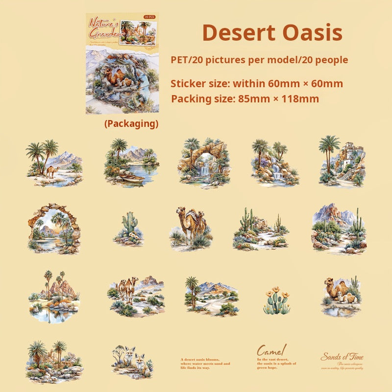 1028 Picturesque mountains and rivers PET sticker -20Pcs each pack