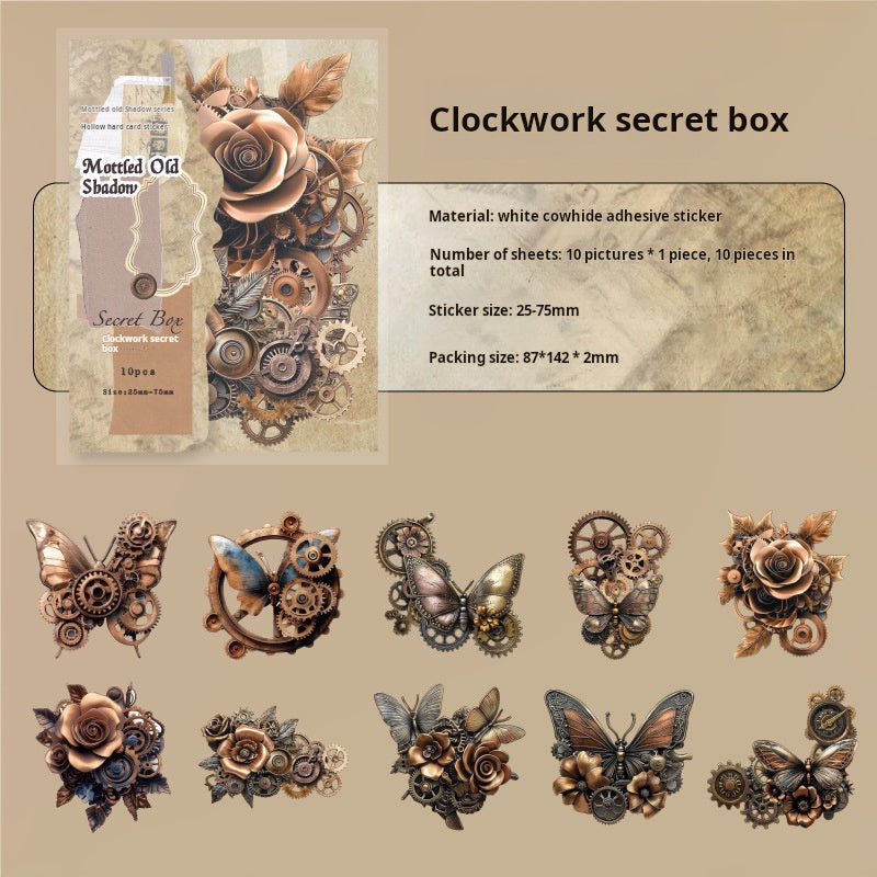 0814 Vintage cardstock die cut Sticker -10Pcs each pack
