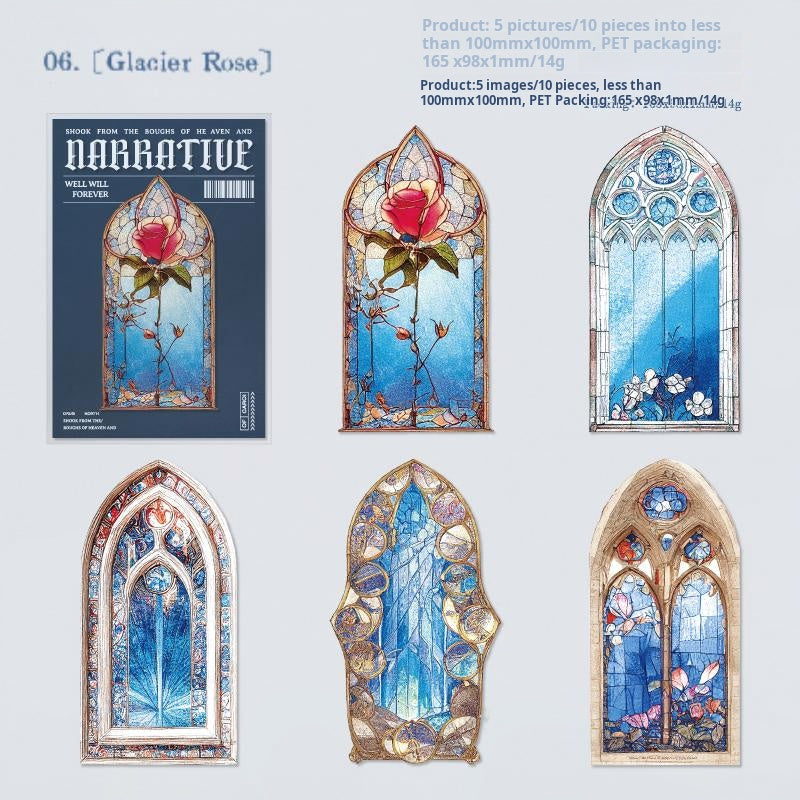 0523 Flower Window Narrative PET Sticker -10Pcs each pack
