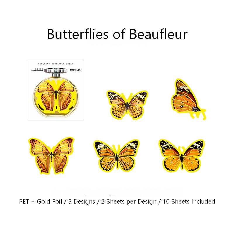 Scented Butterfly Dream PET Stickers -10Pcs each pack