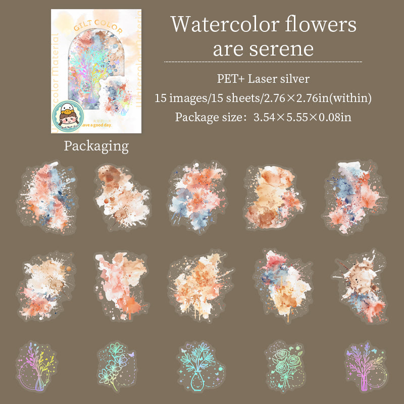 0513 Gilded Series PET Sticker -15Pcs each pack