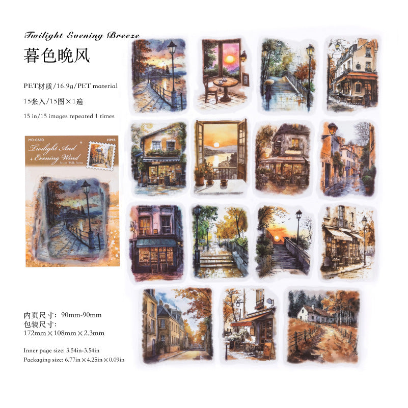 0516 Street Walking PET Sticker -15Pcs each pack