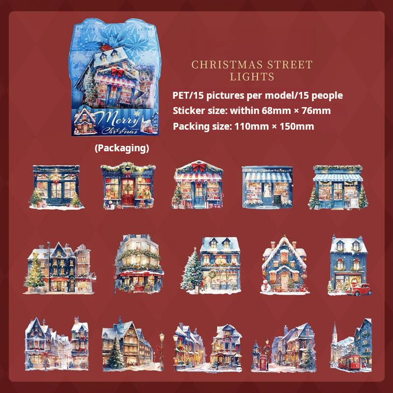 1016 Christmas surprise night PET sticker -15Pcs each pack