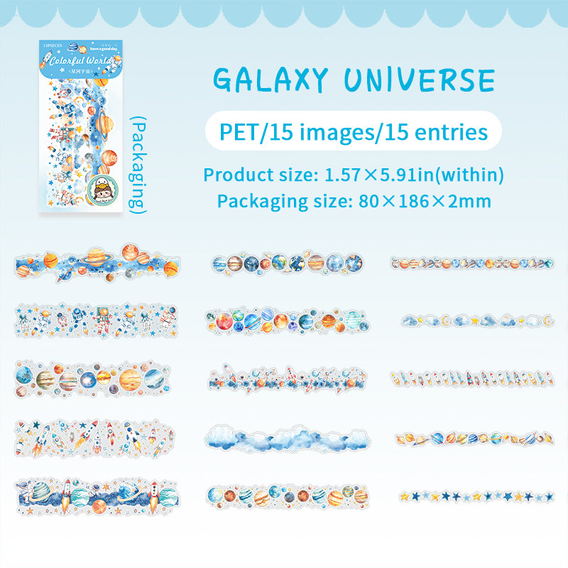 0513 Lovely Wonderful Collection PET Sticker -15Pcs each pack