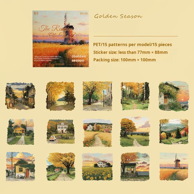1023 Small town scenery PET sticker -15Pcs each pack