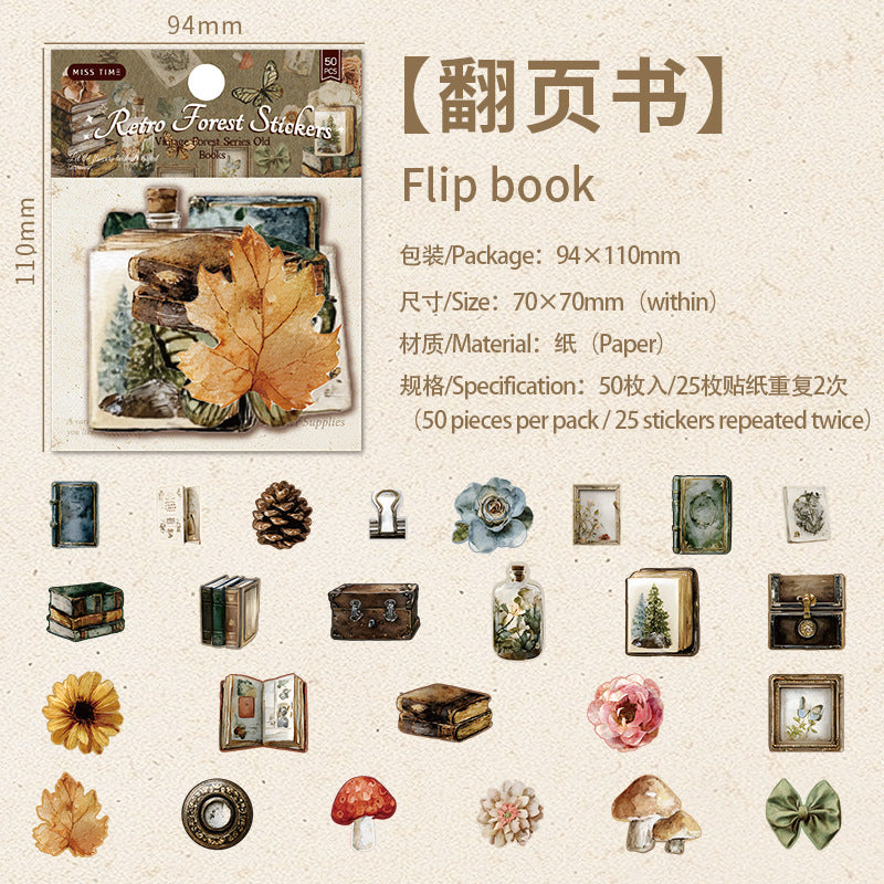 Vintage Items Paper Stickers -50Pcs each pack
