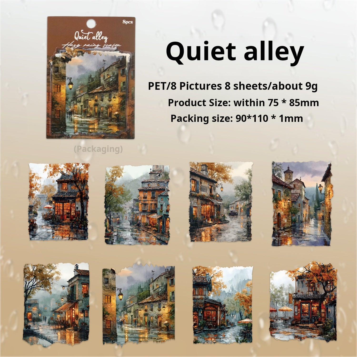 0815 Rainy day PET Sticker -8Pcs each pack