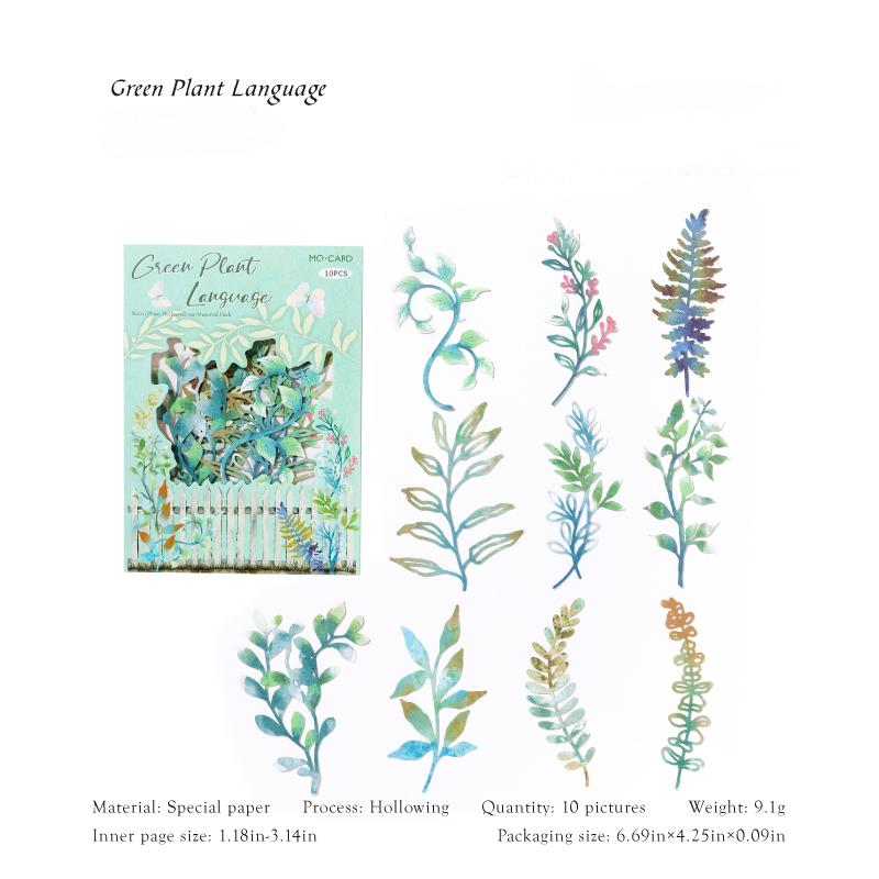 0626 Vintage plant die cut paper -10Pcs each pack