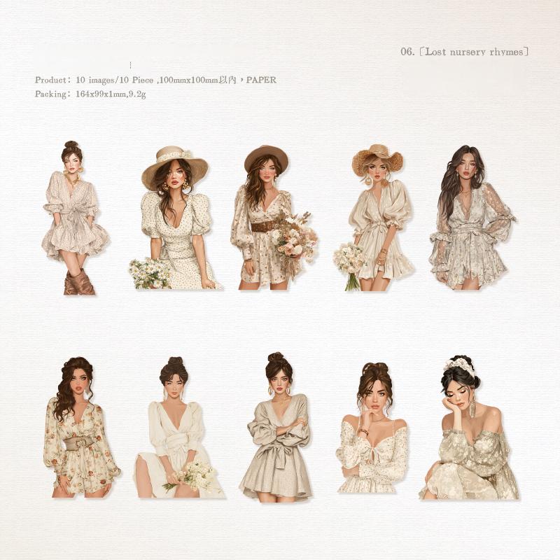 0803 Fashion Girl Solid Sticker -10Pcs each pack