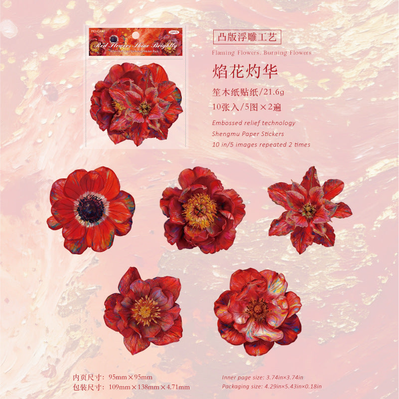 Flower Cardstock Stickers -10Pcs each pack