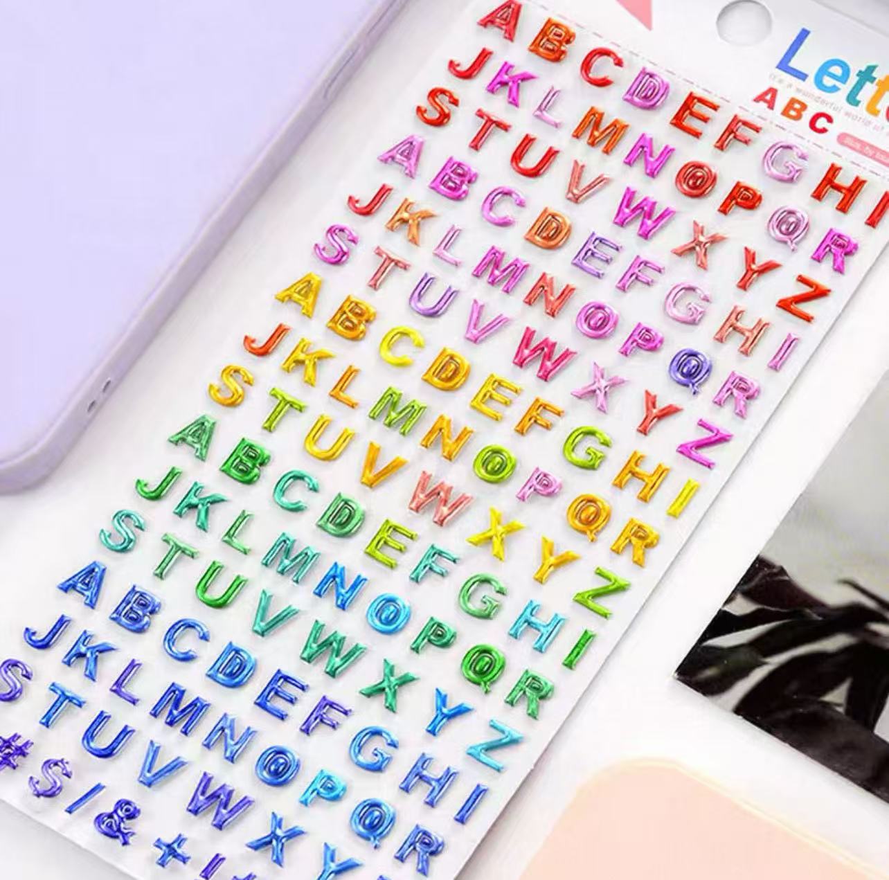 0622 3D Colored letters Stickers -1Pcs each pack