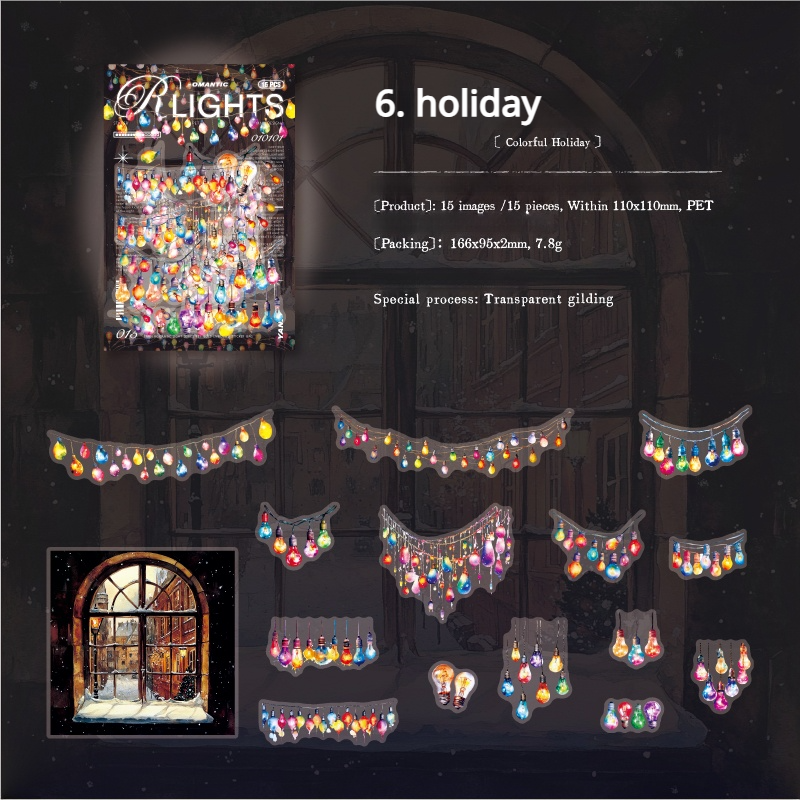 0709 Lights PET sticker -15Pcs each pack