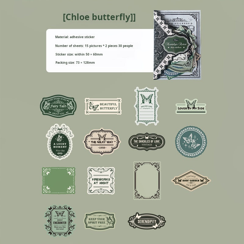 0802 Nostalgic artist paper Sticker -30Pcs each pack