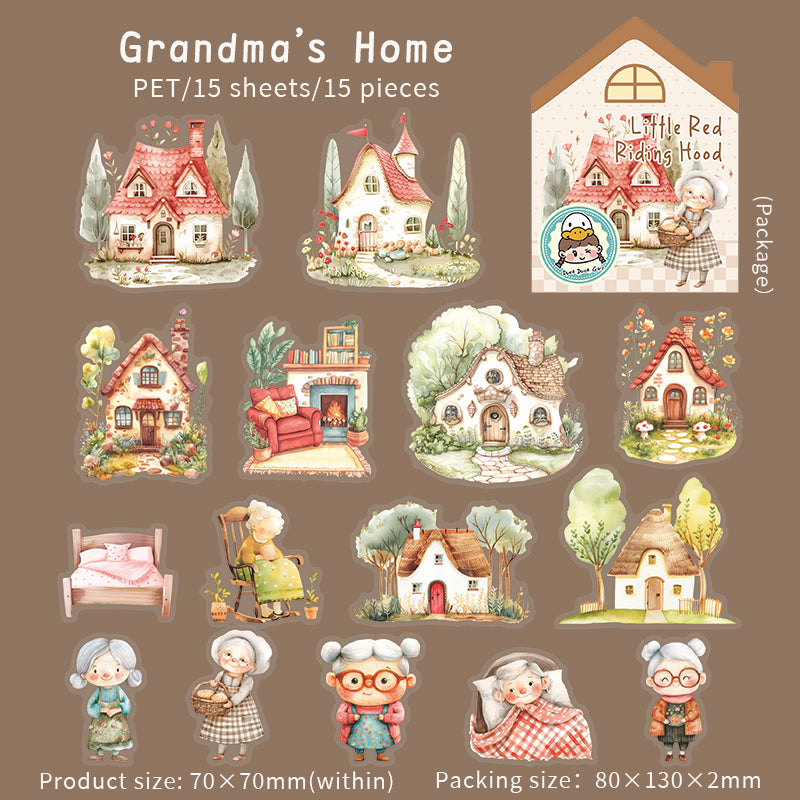 0512 Little Red Riding Hood Series PET Sticker -15Pcs each pack