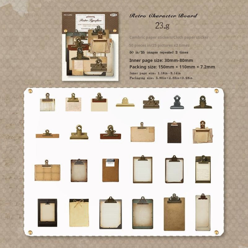 0920 Vintage die cut cardstock Sticker -50Pcs each pack