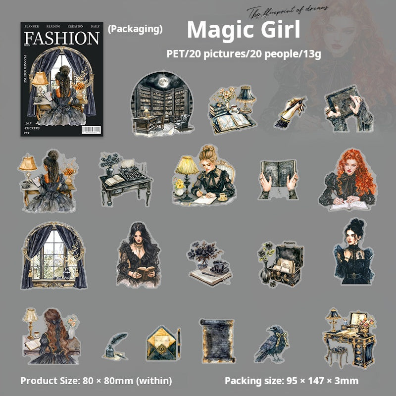 0714 Girl's daily life PET sticker -20Pcs each pack