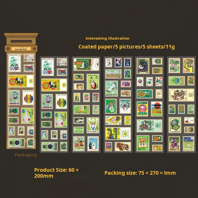0612 Stamp paper sticker -5Pcs each pack